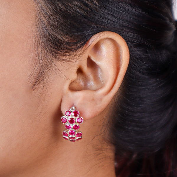 Pink Flower Hoops