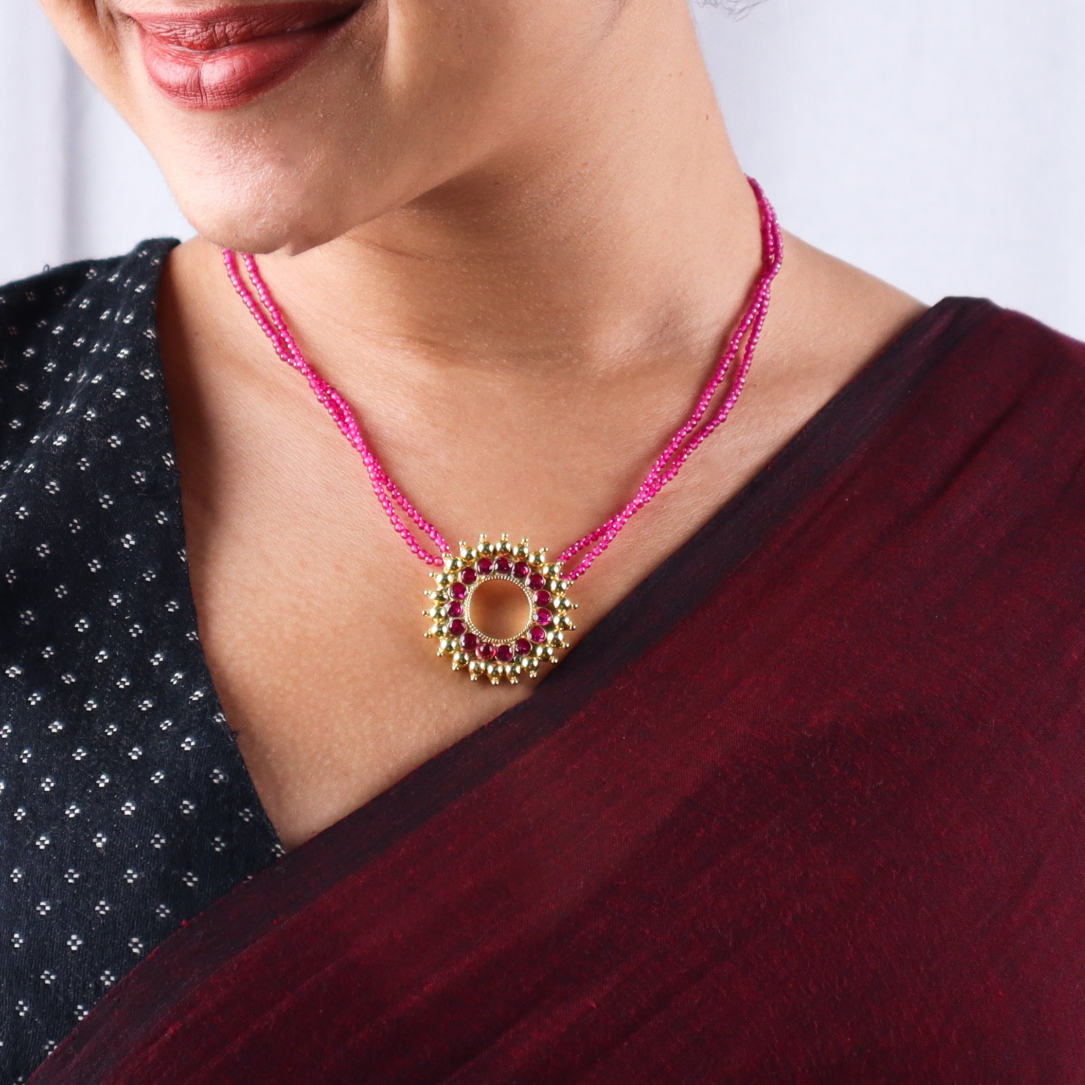 Karwar Necklace with Ruby Stones | 92.5 Silver | 22K Gold plated