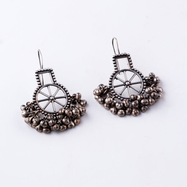 Chakra filigree ghungroo earrings in 92.5 sterling silver