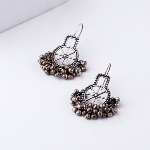 Handcrafted filigree chakra silver earrings polished finish
