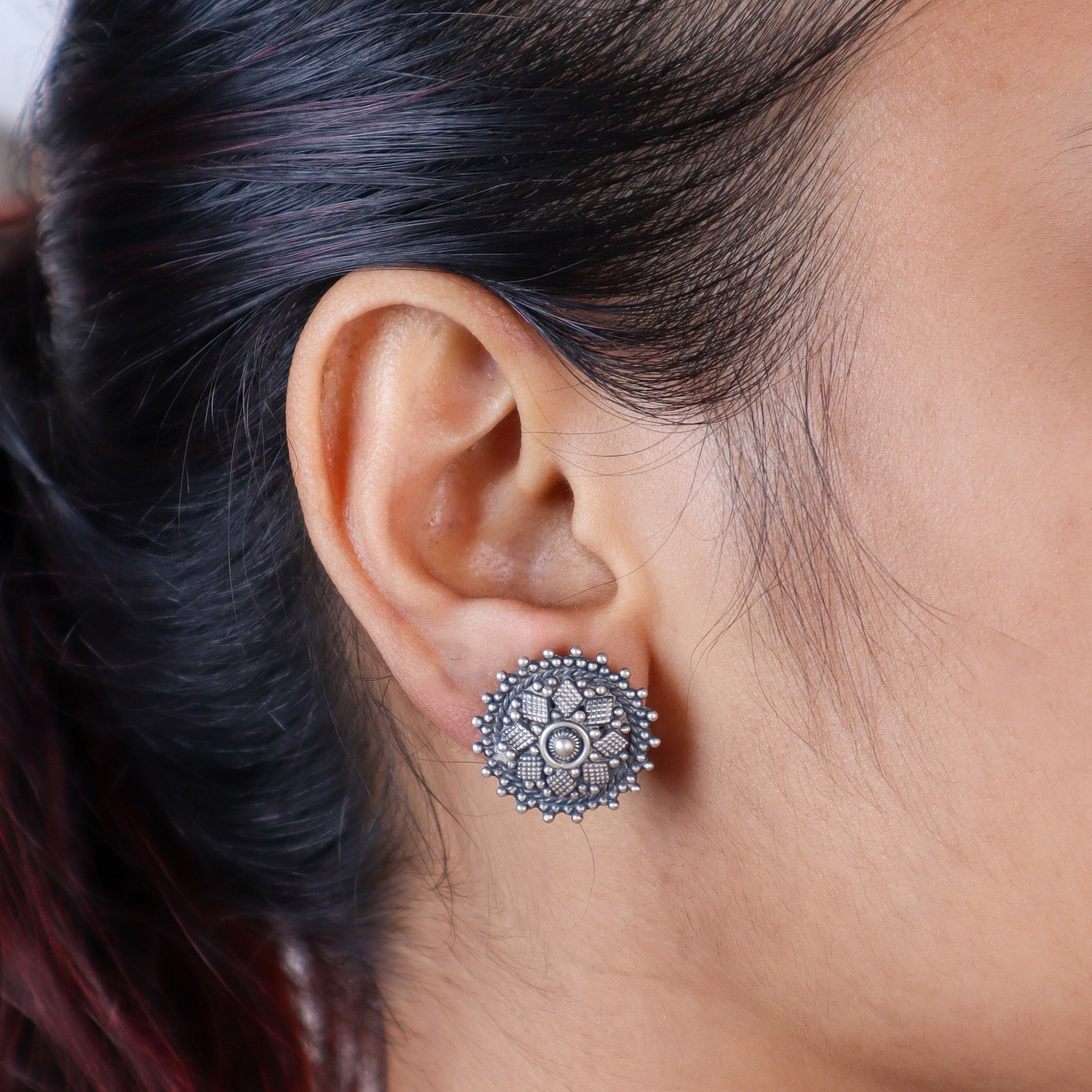 Oxidized Nakshi Earrings