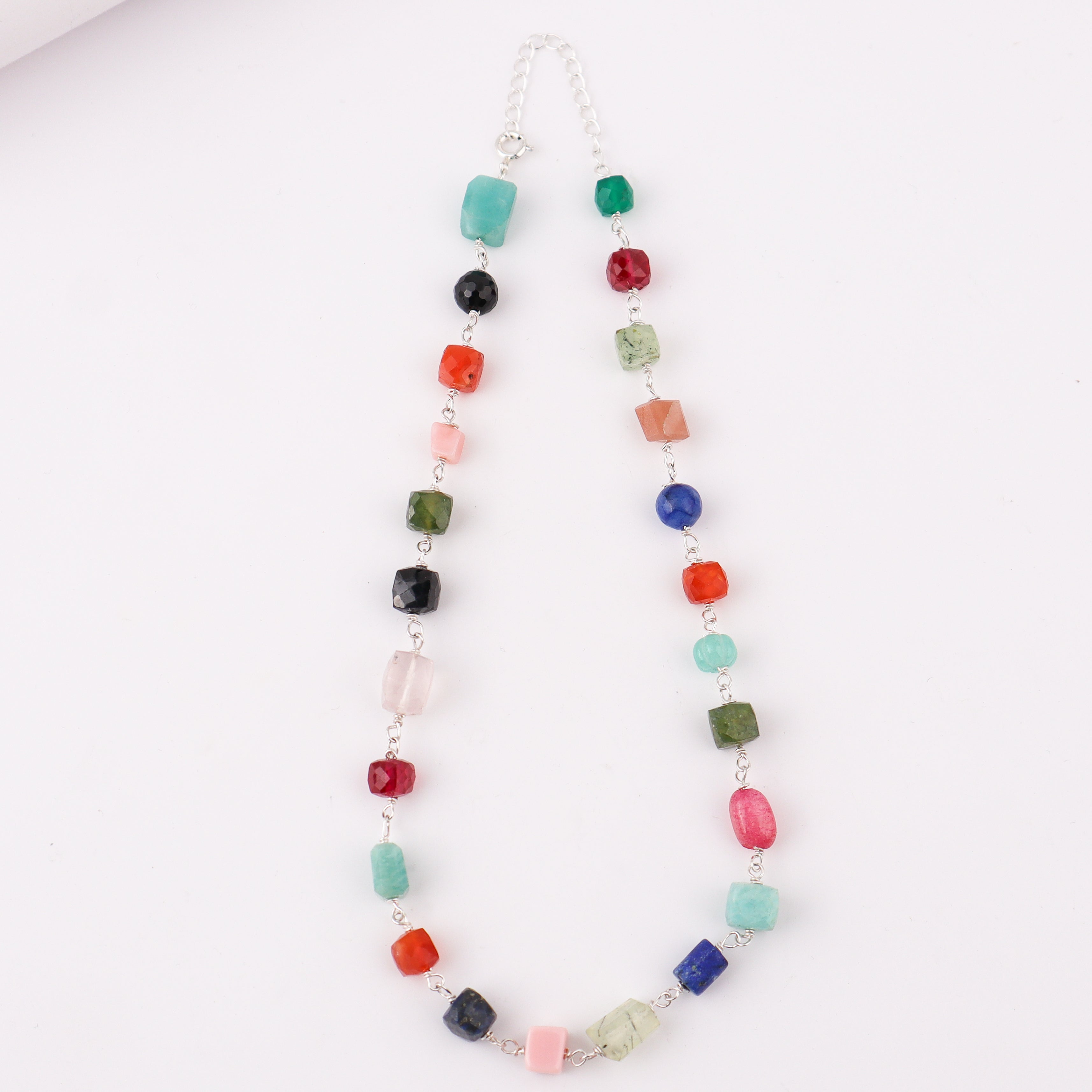 Silver Multicolor Ganthan Necklace (16 inch)