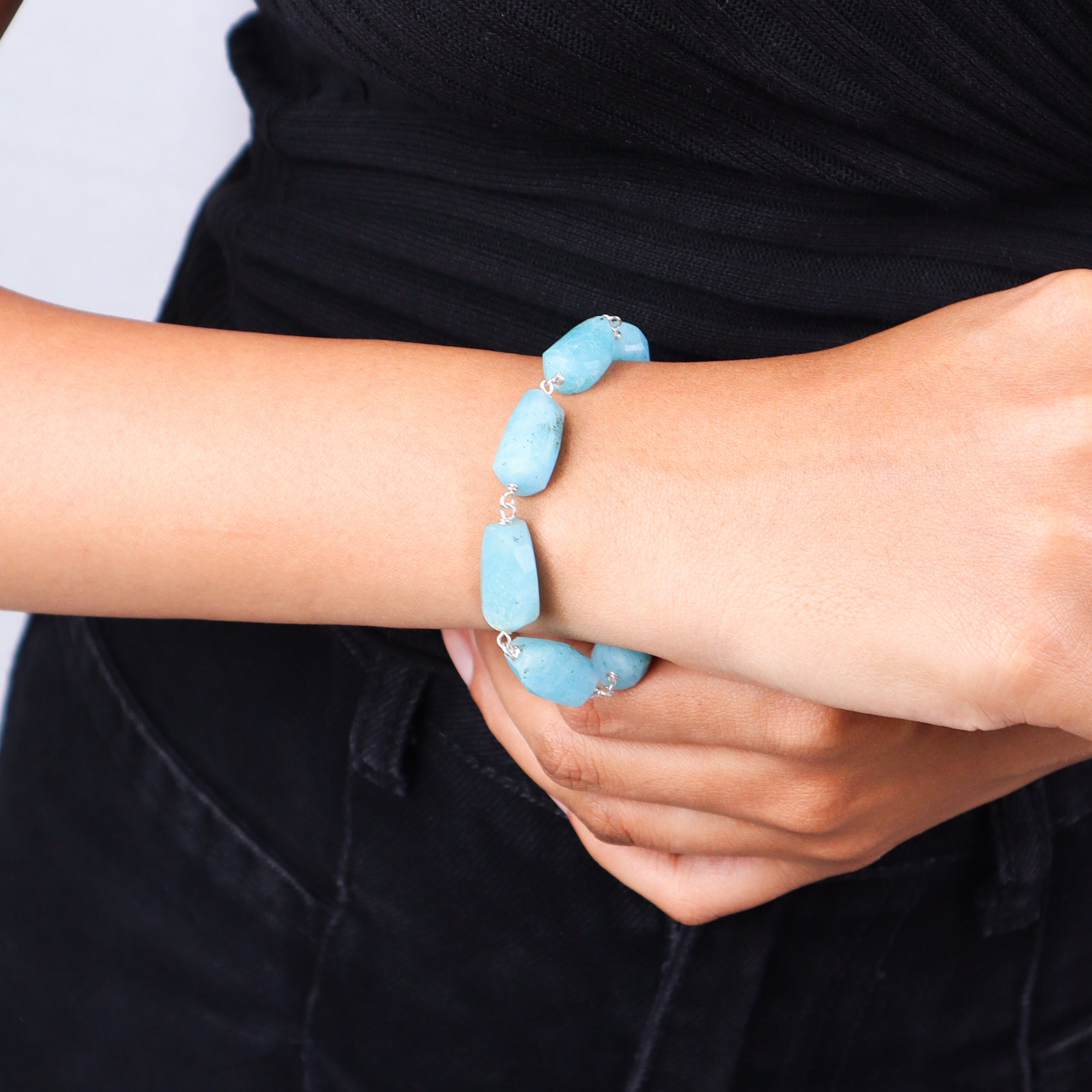 Larimar Stone Ganthan Bracelet