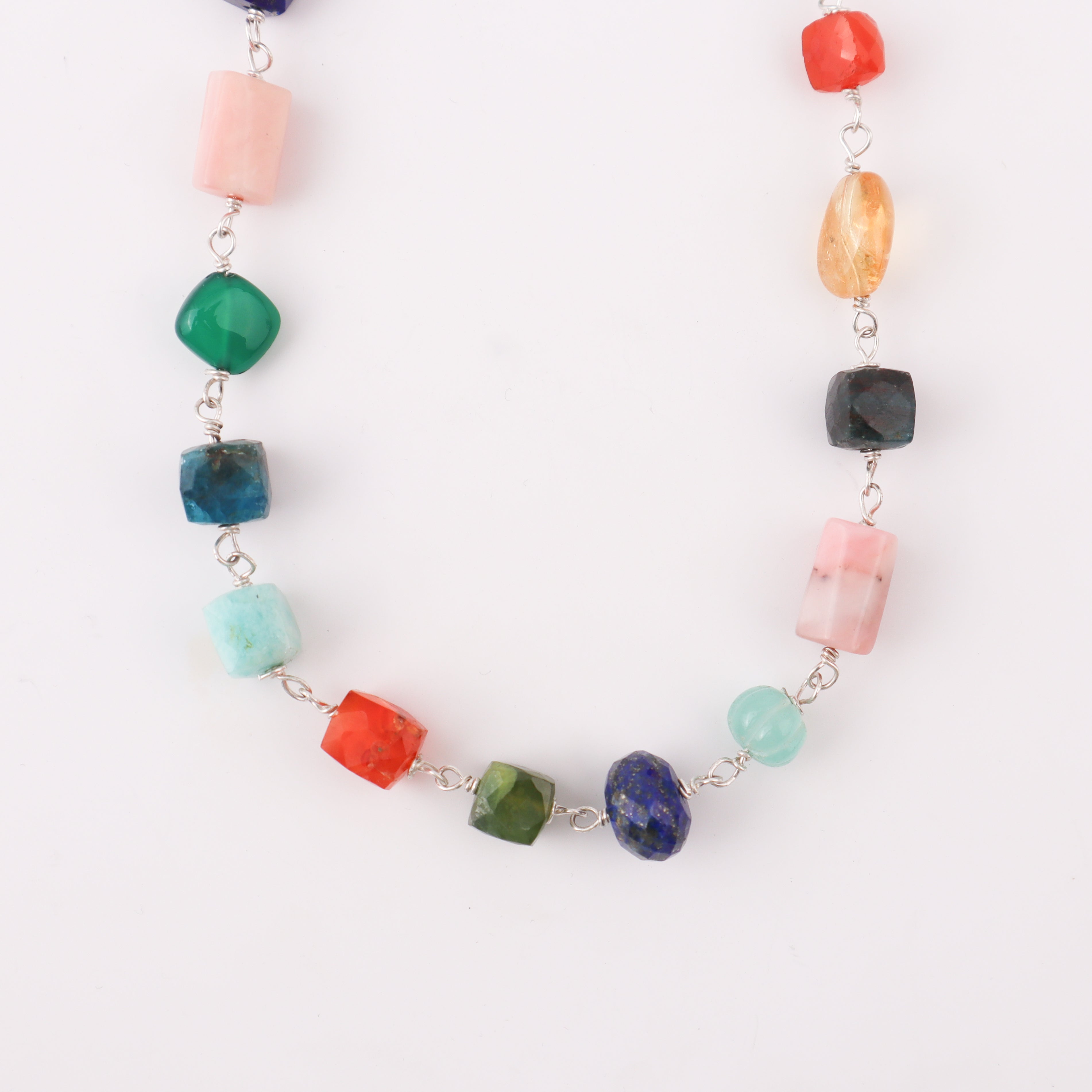 Silver Multicolor Ganthan Necklace (24 inch)