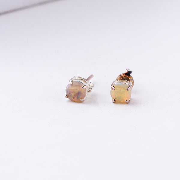 Opal stud earrings in silver