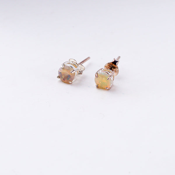 Opal stud earrings in silver