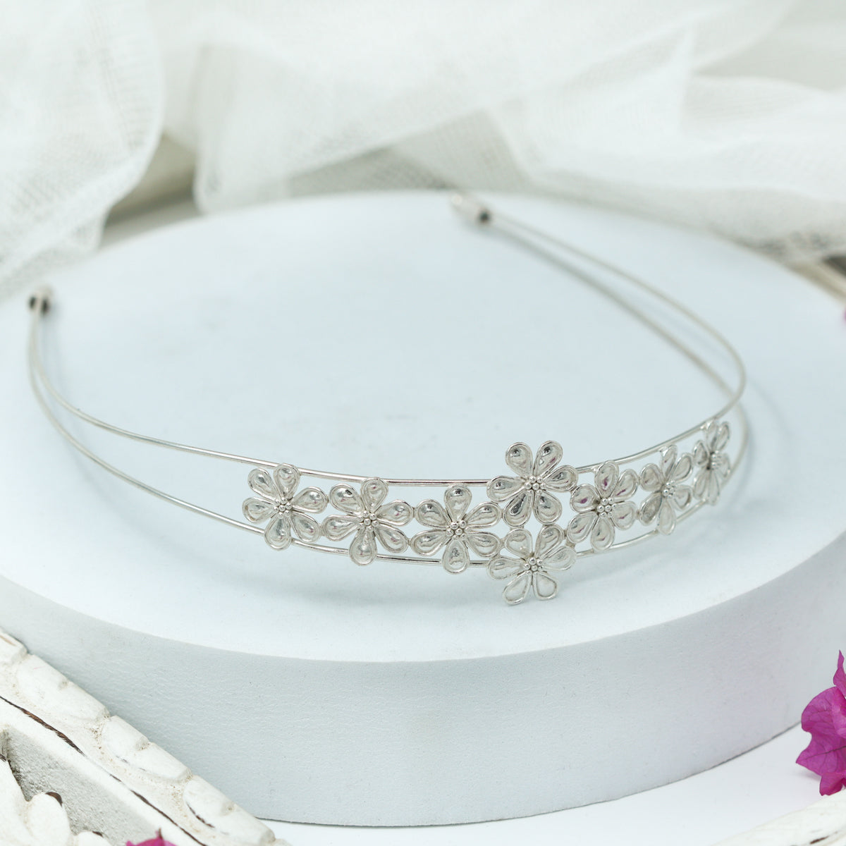 Silver Floral Filigree Hairband