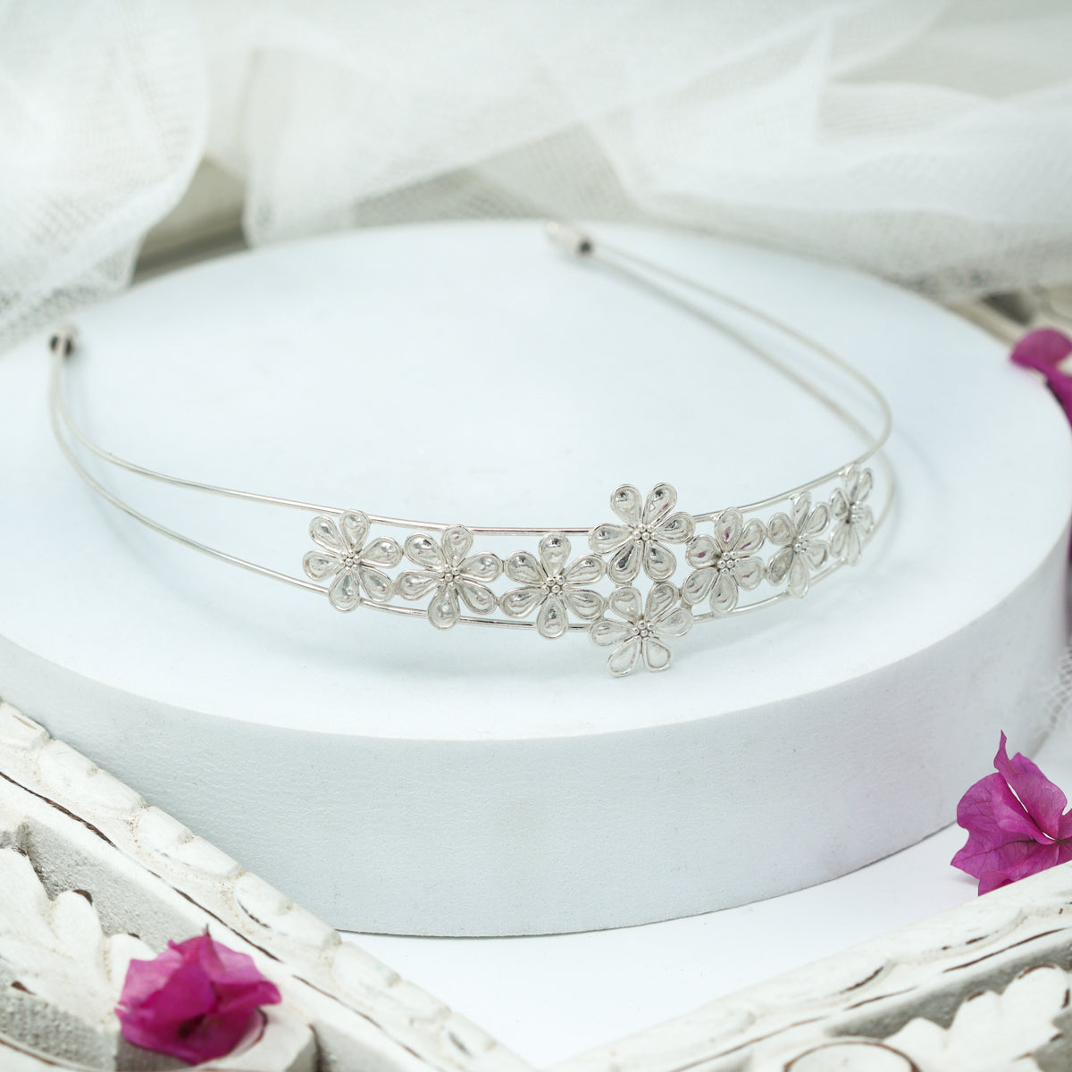 Silver Floral Filigree Hairband
