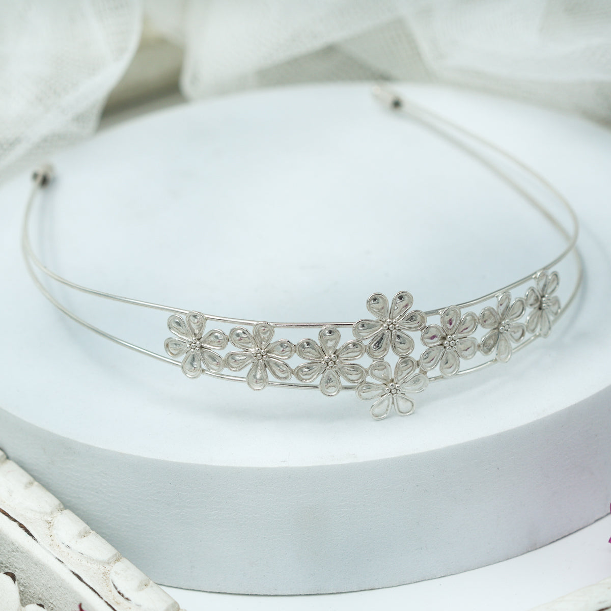 Silver Floral Filigree Hairband