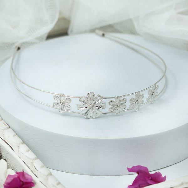 Silver Gulbahaar Flower Hairband