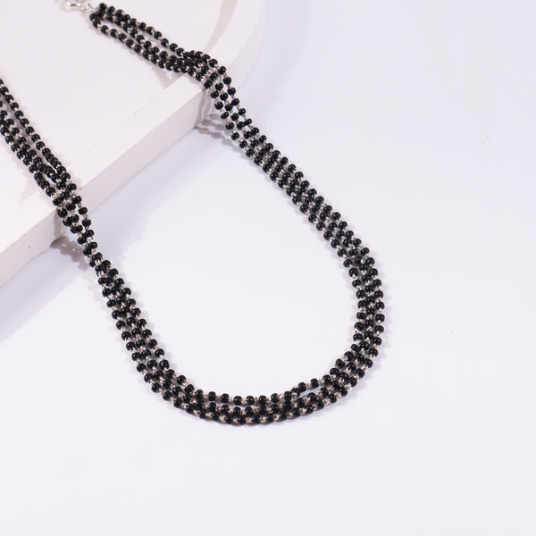 Black and silver beaded necklace for jewelry