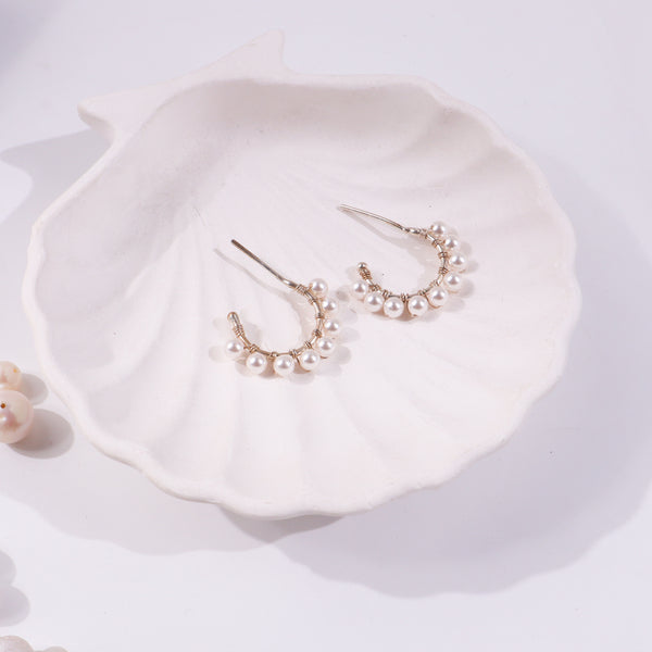 Pearl earrings with silver hooks