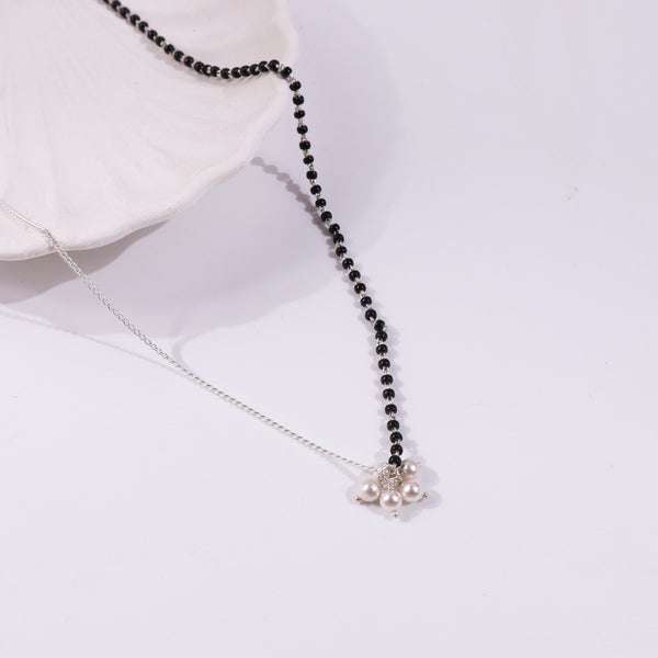 Pearl and silver mangalsutra necklace