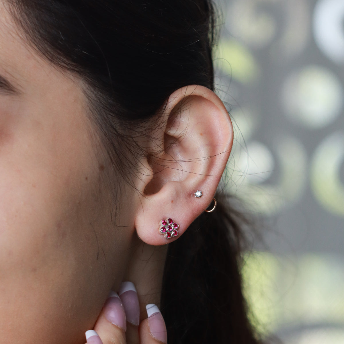 Silver Zircon Pink Kudi (Setting)