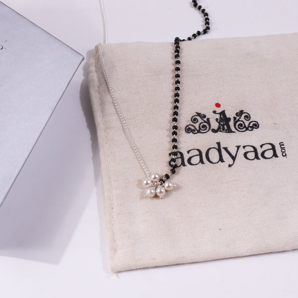 Black and white pearl beaded mangalsutra