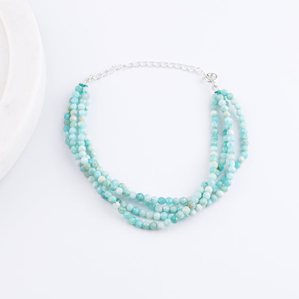 Blue Firoza Silver Bracelet (Project Handmade)