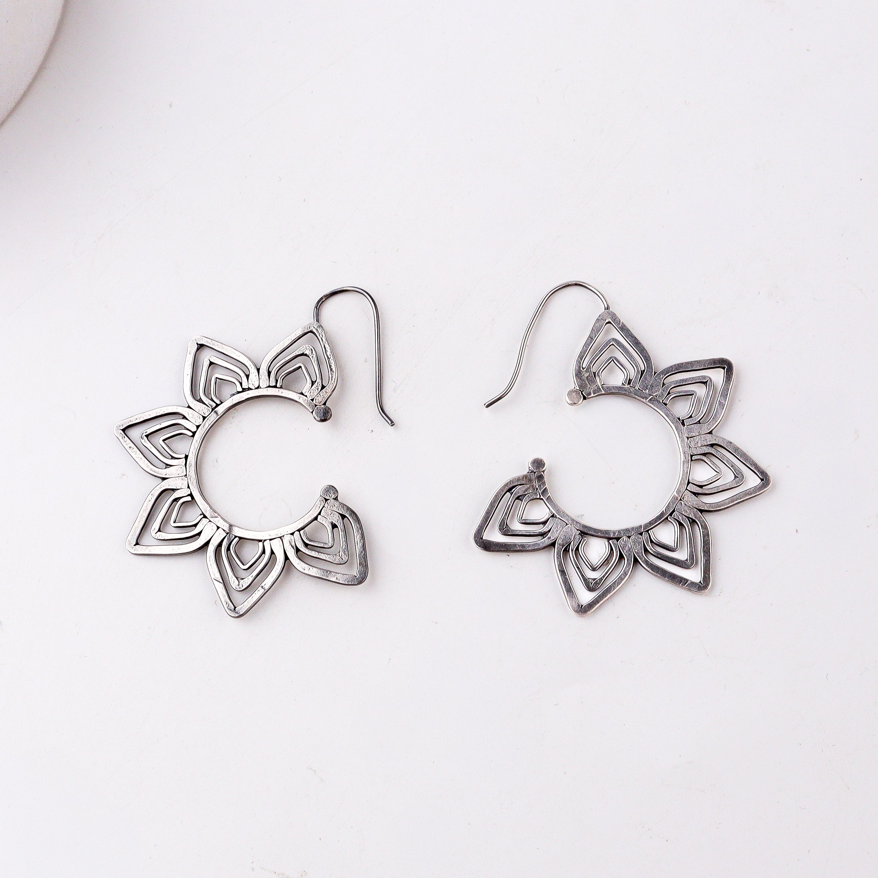 Mini Kumudini ( Lily ) Hammered Earring