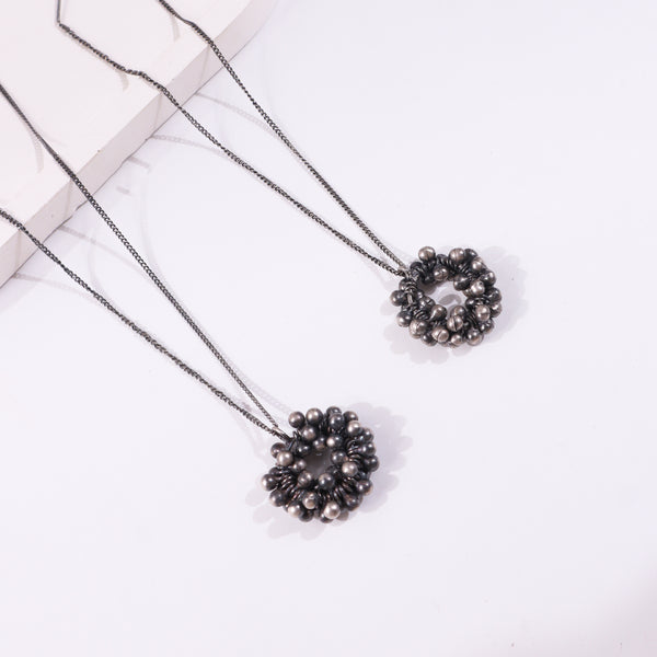Sterling silver necklace with clustered bead pendant for jewelry
