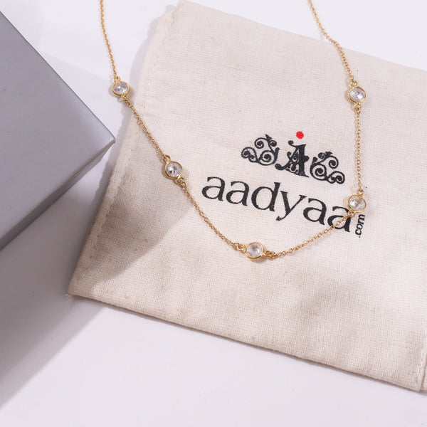 Silver CZ Dot Necklace | 92.5 Silver | 22K Gold Plated