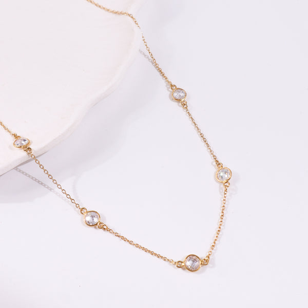 Silver CZ Dot Necklace | 92.5 Silver | 22K Gold Plated