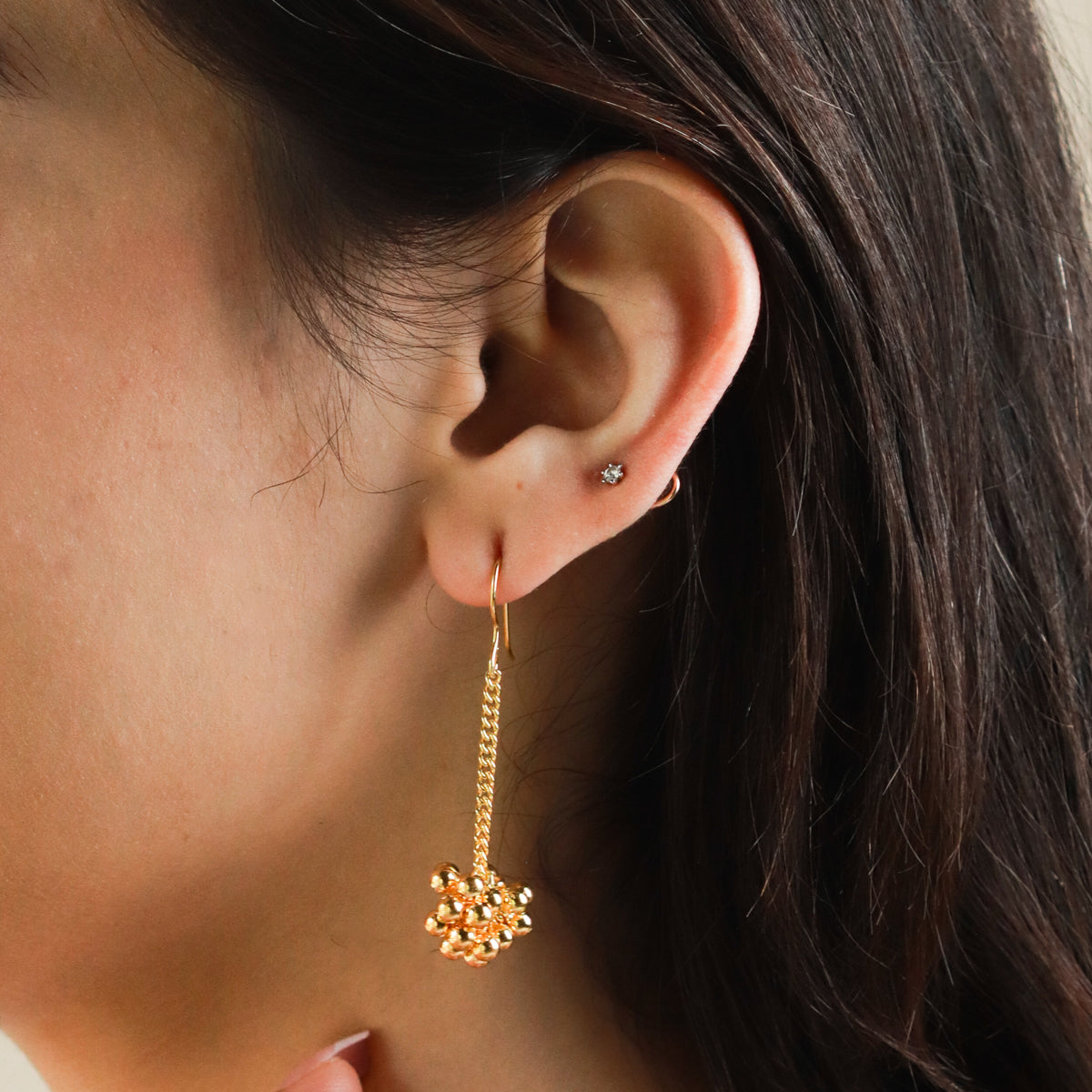 Silver Ghungroo Bunch Earring (Gold Plated)