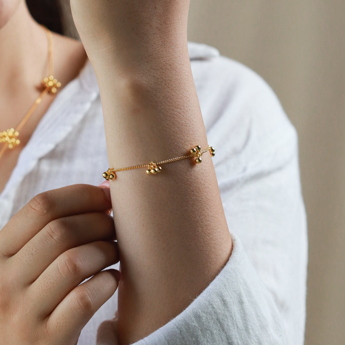Silver Ghungroo Bunch Bracelet (Gold-Plated)