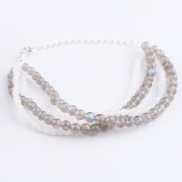 Labradorite & Moonstone Silver Bracelet (Project Handmade)