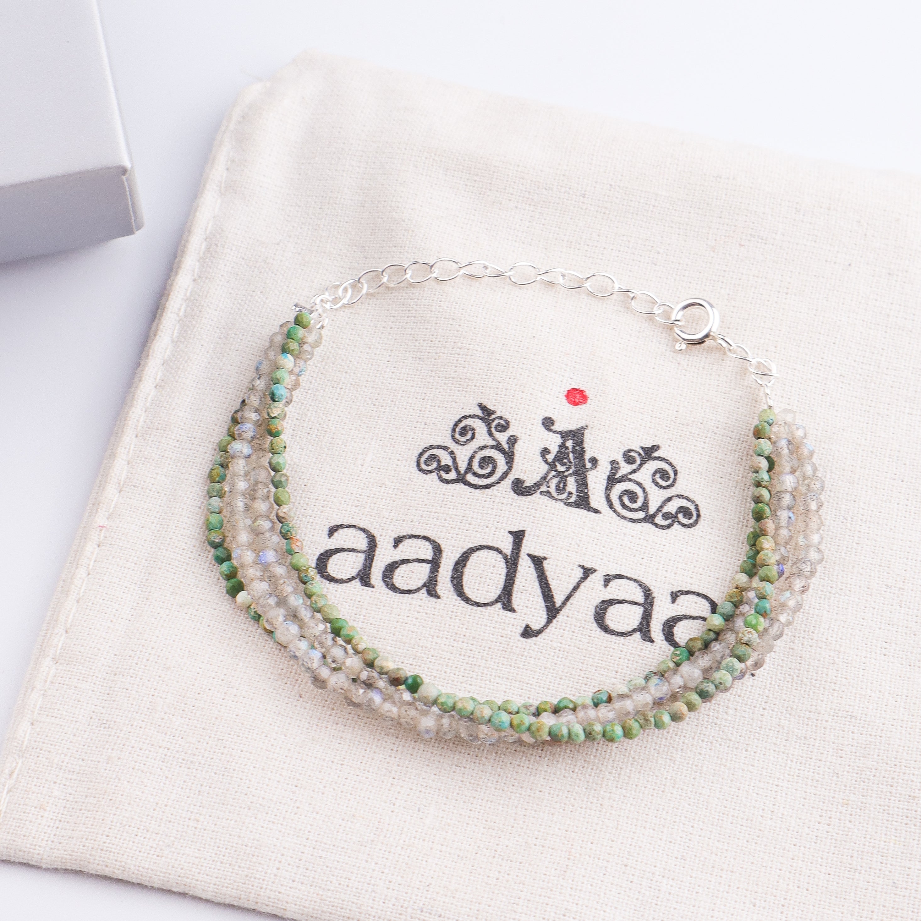 Labradorite & Micro Firoza Silver Bracelet (Project Handmade)