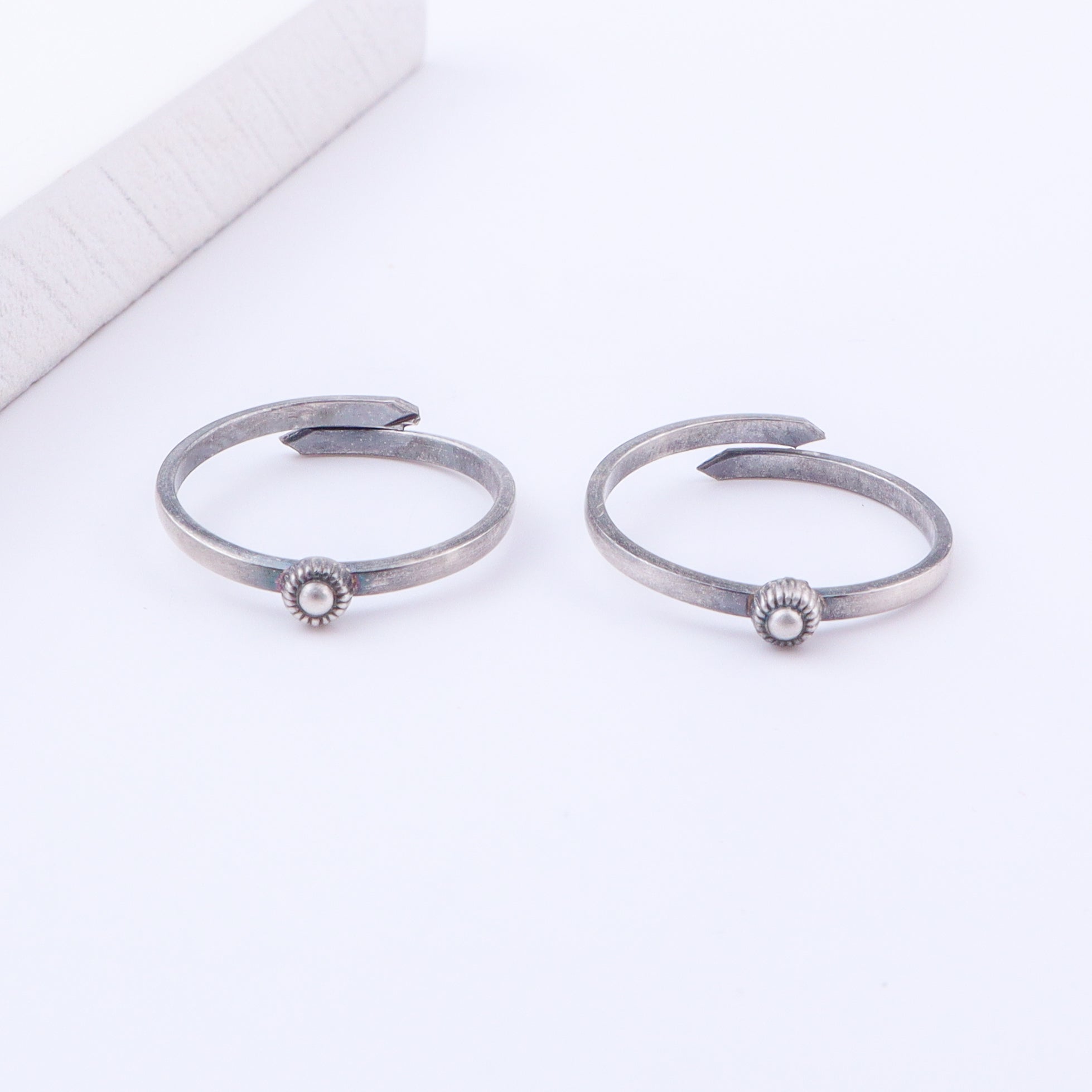 Tiny Silver Adjustable Textured Dot Toe Ring