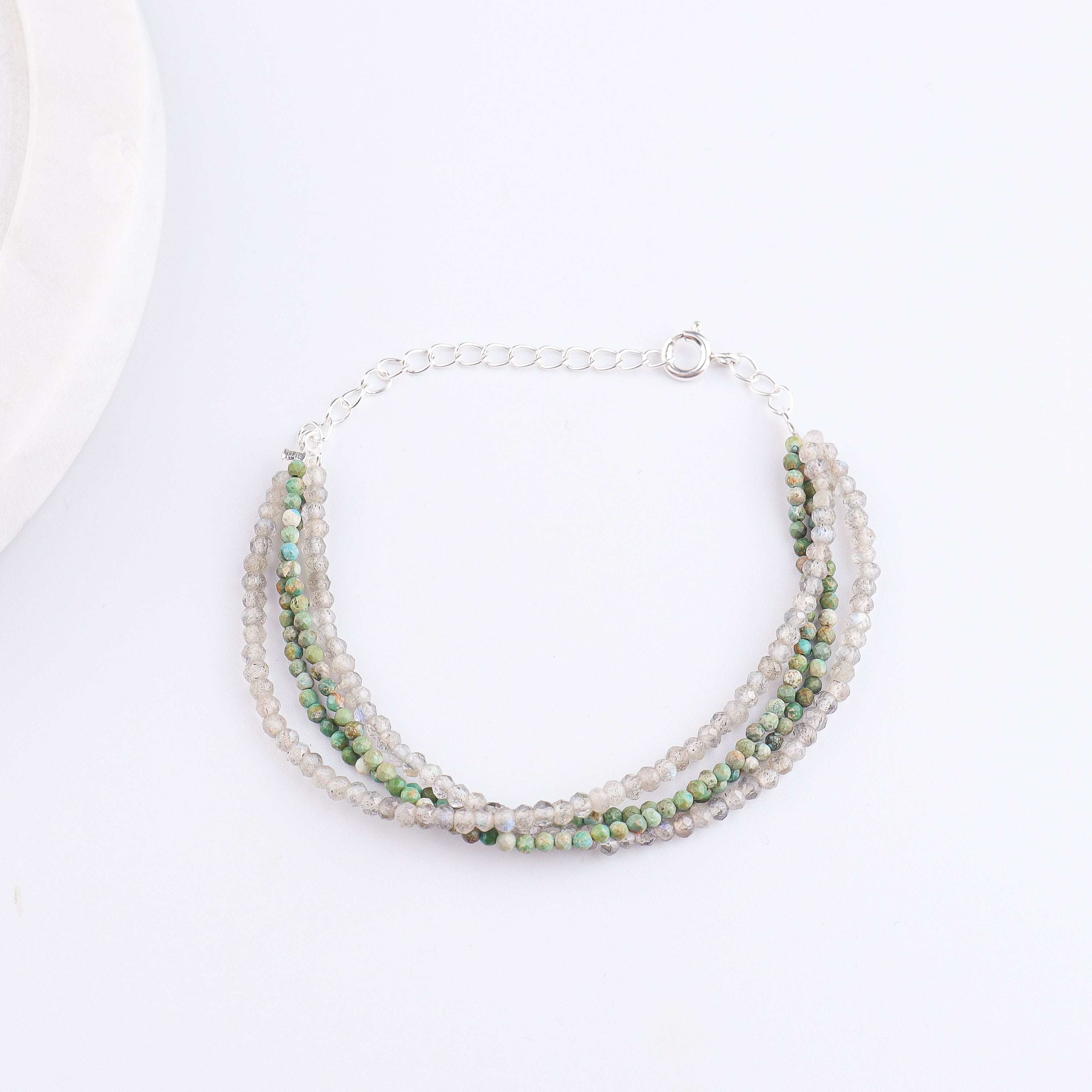 Labradorite & Micro Firoza Silver Bracelet (Project Handmade)