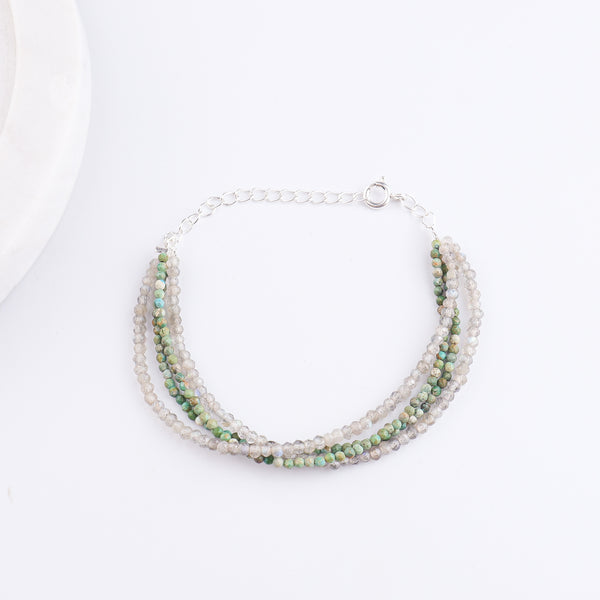 Labradorite & Micro Firoza Silver Bracelet (Project Handmade)