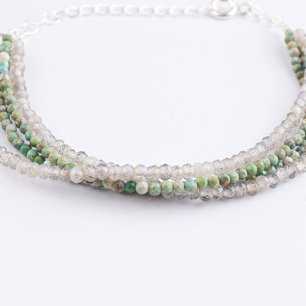 Labradorite & Micro Firoza Silver Bracelet (Project Handmade)