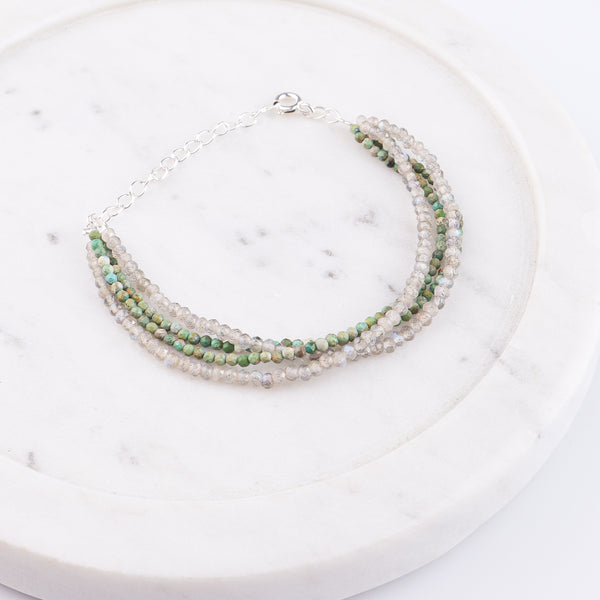 Labradorite & Micro Firoza Silver Bracelet (Project Handmade)