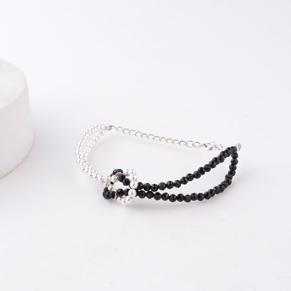 black spinel pearl bracelet for daily wear