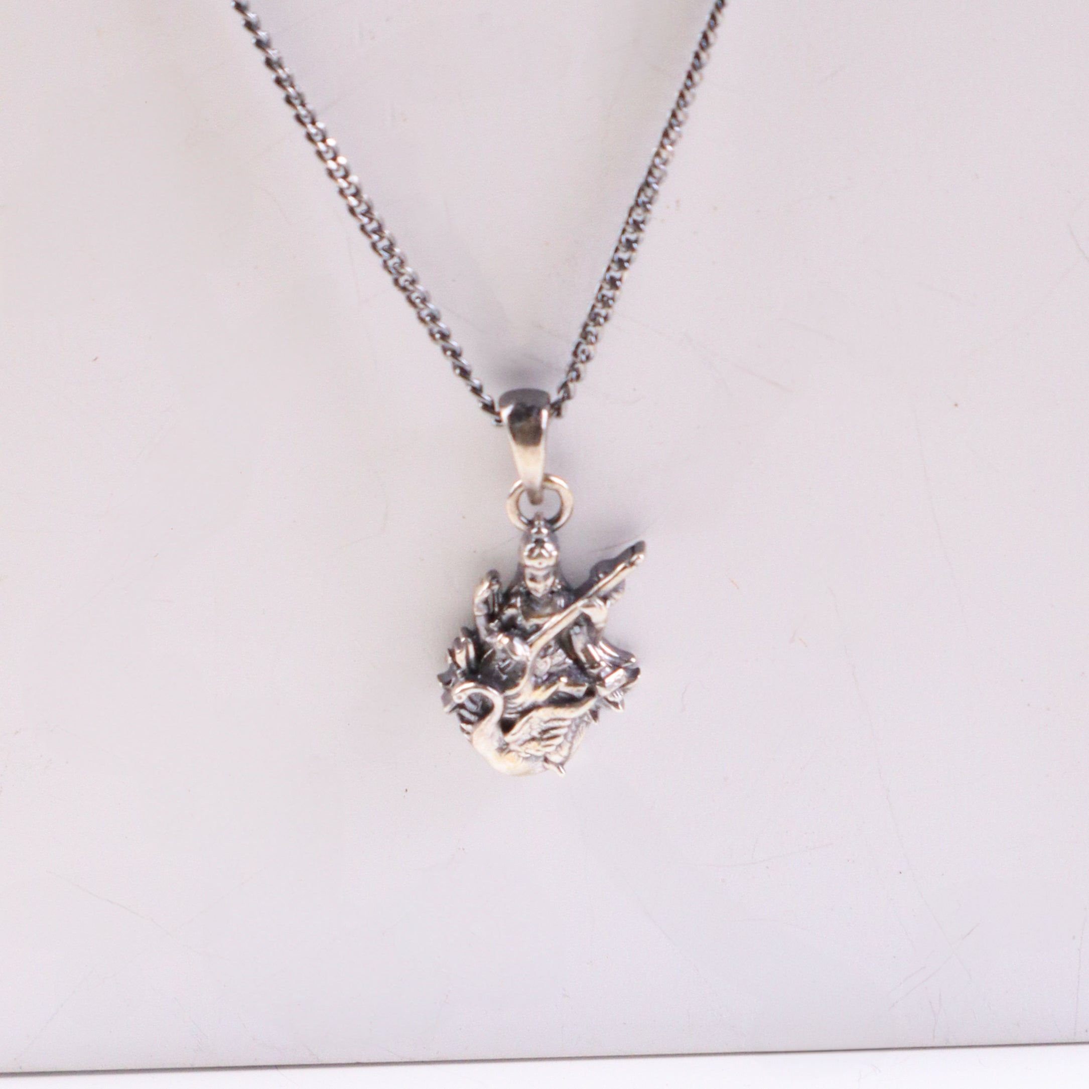 Silver Saraswati Pendant