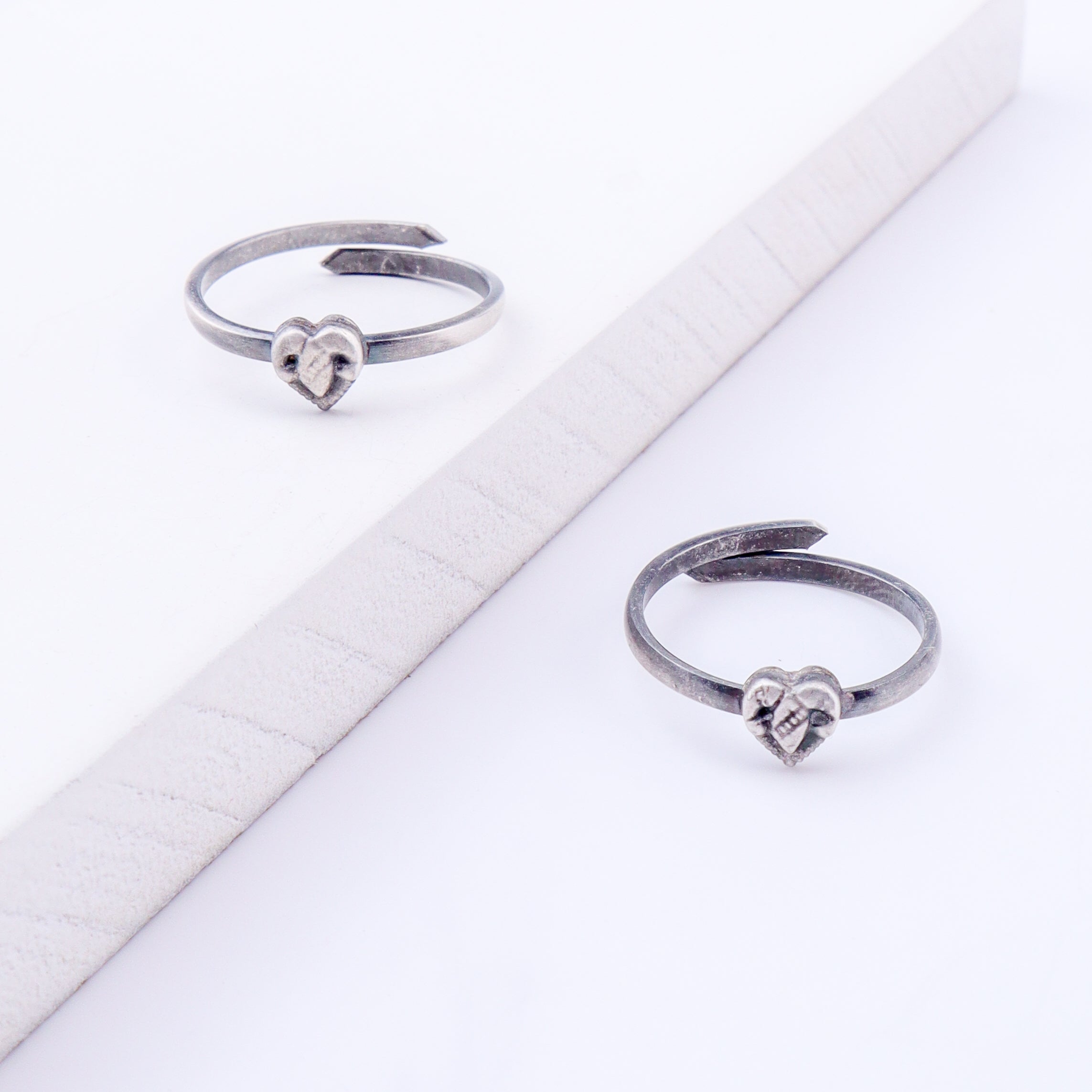 Tiny Silver Adjustable Textured Heart Toe Ring