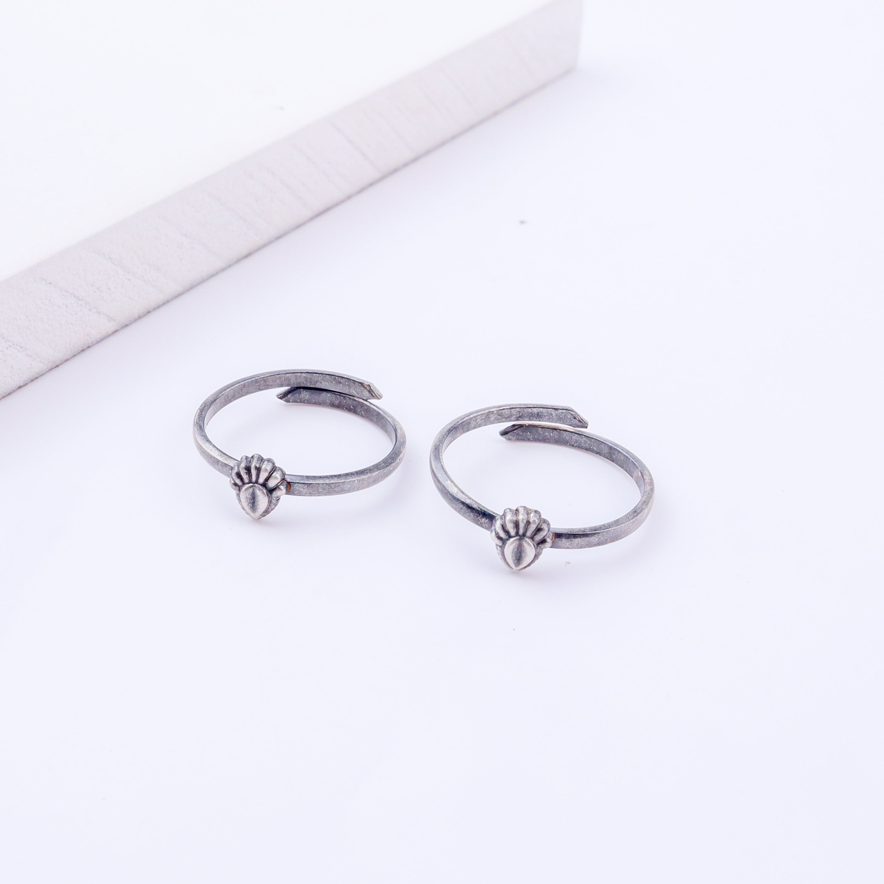 Tiny Silver Adjustable Textured Drop Toe Ring