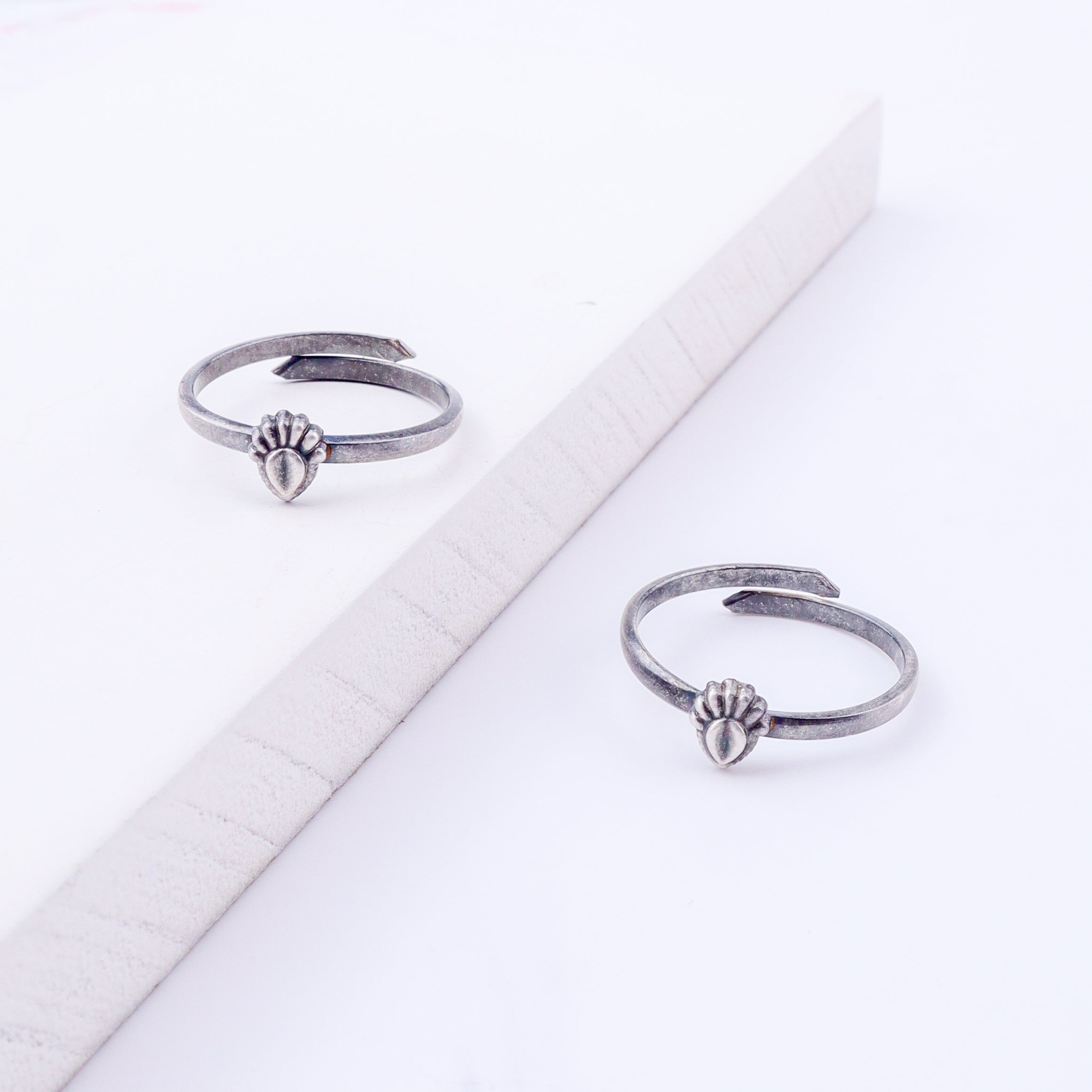 Tiny Silver Adjustable Textured Drop Toe Ring