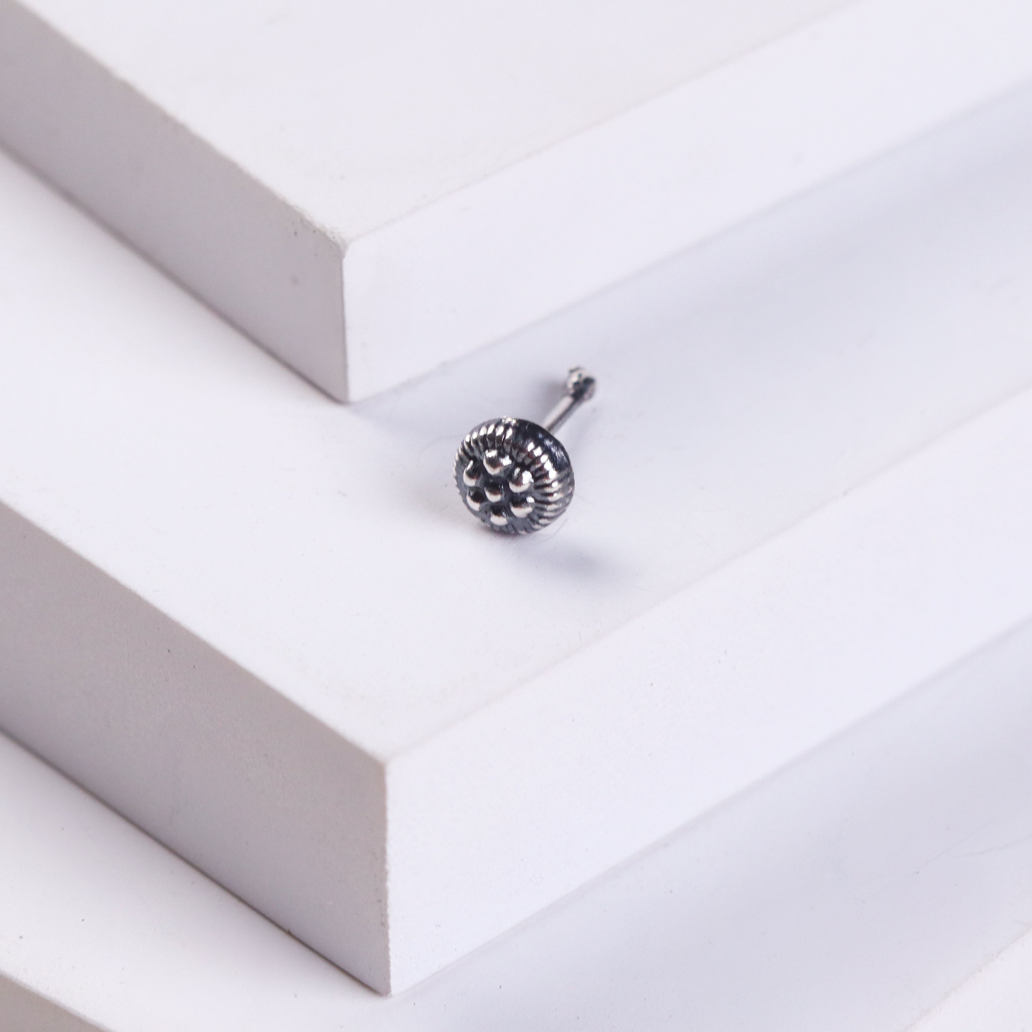 Silver Tiny Round Kudi Nose Pin