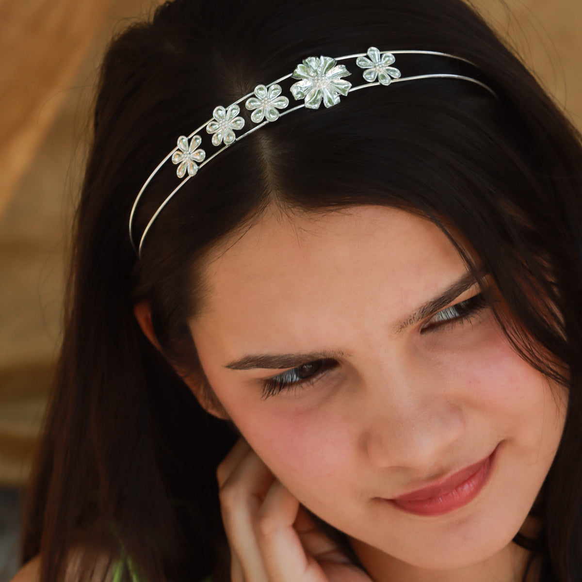 Silver Gulbahaar Flower Hairband