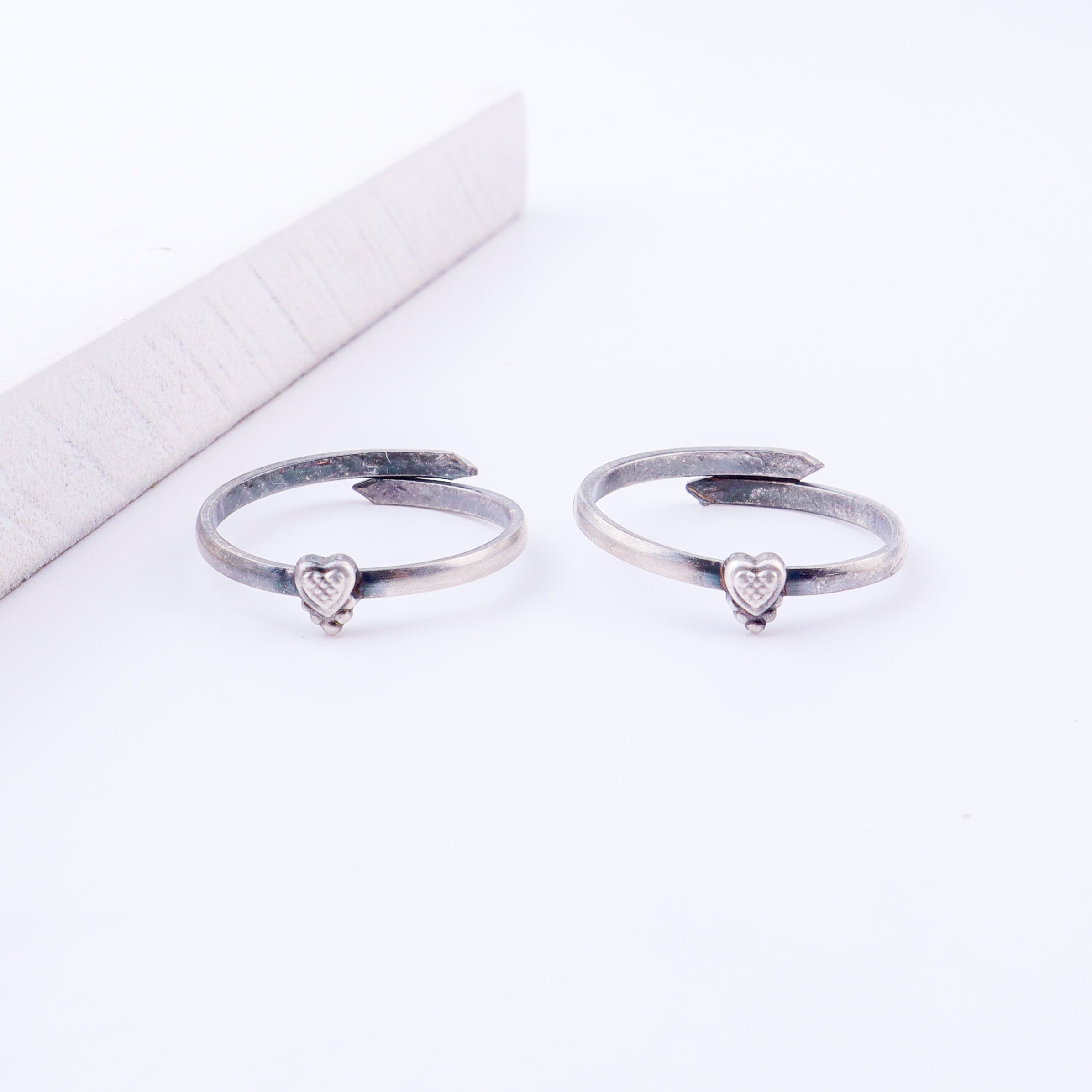 Tiny Silver Adjustable Textured Heart Toe Ring