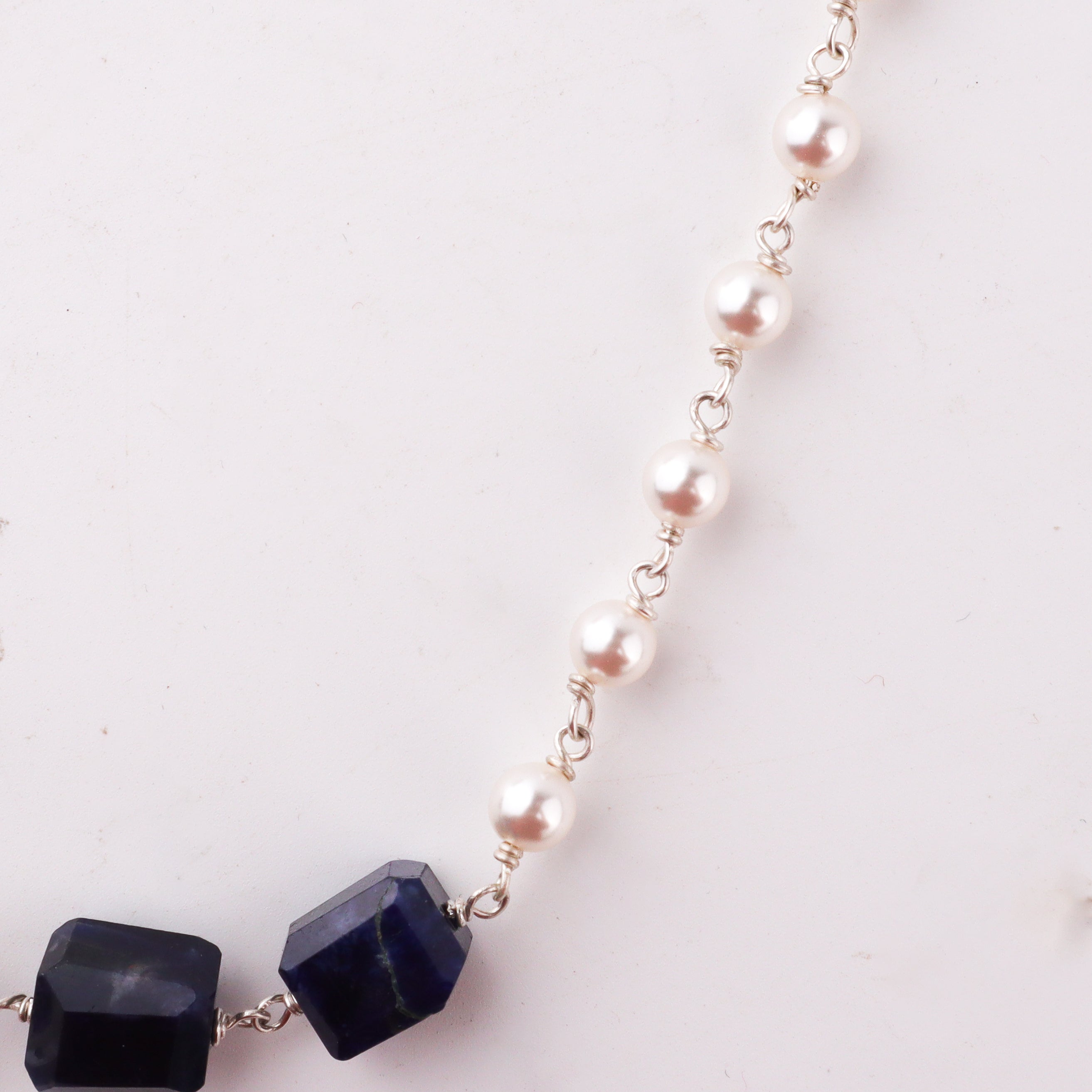 Statement lapis pearl crystal necklace design