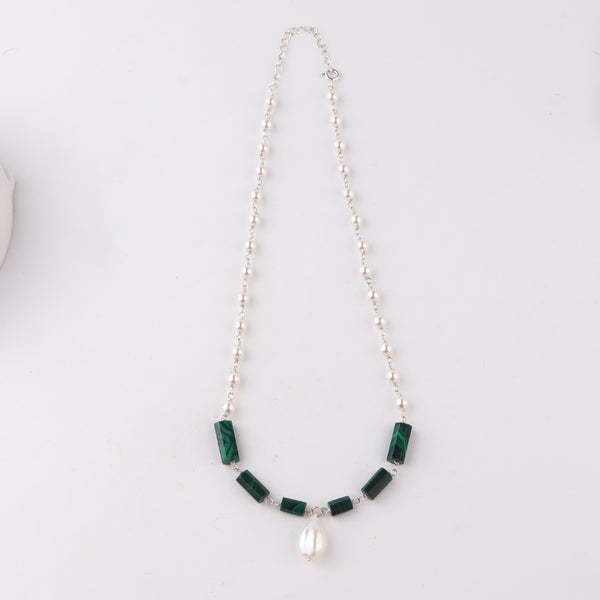 Maharashtrian ganthan pearl malachite necklace handcrafted detailing
