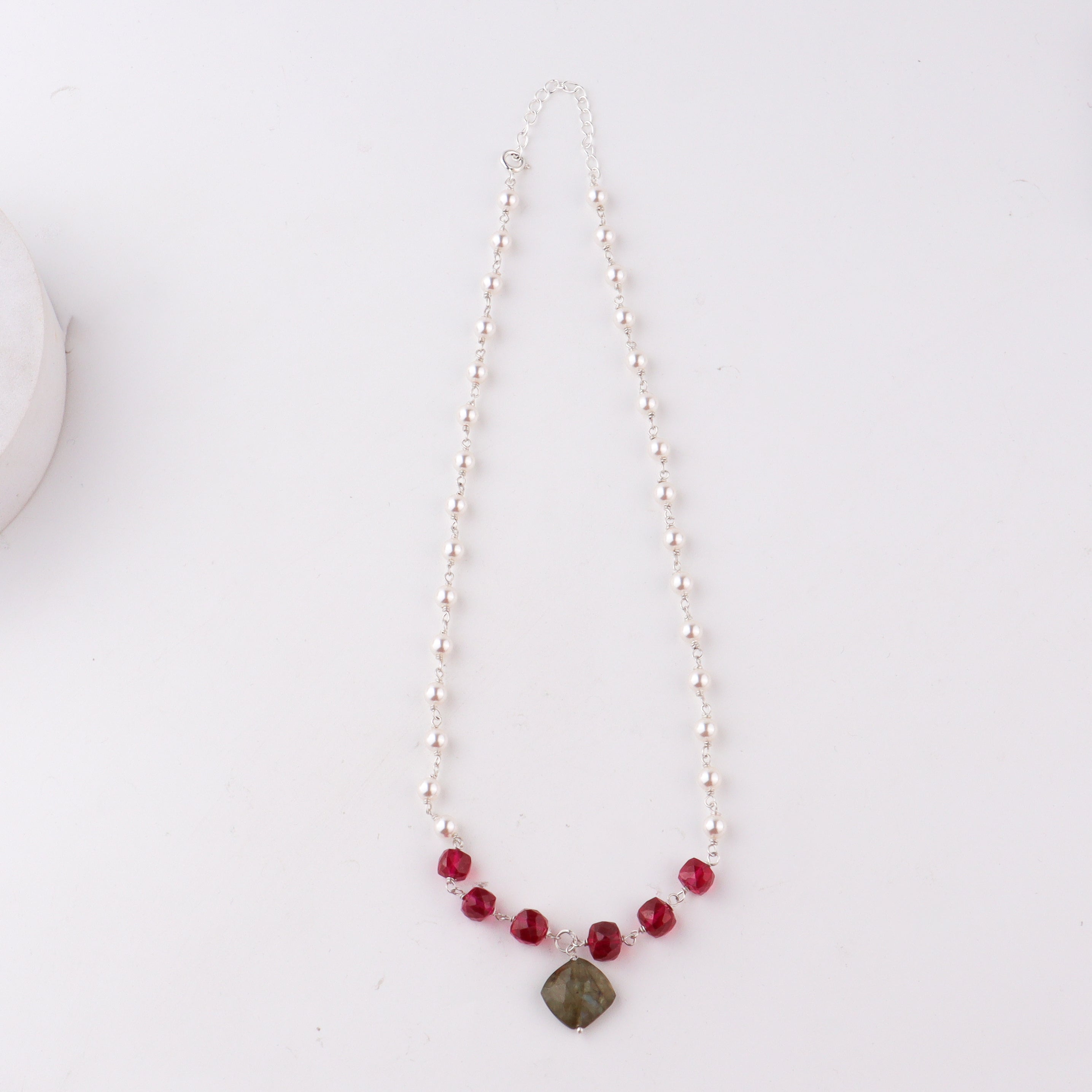 Maharashtrian ganthan pearl ruby necklace  handcrafted detailing