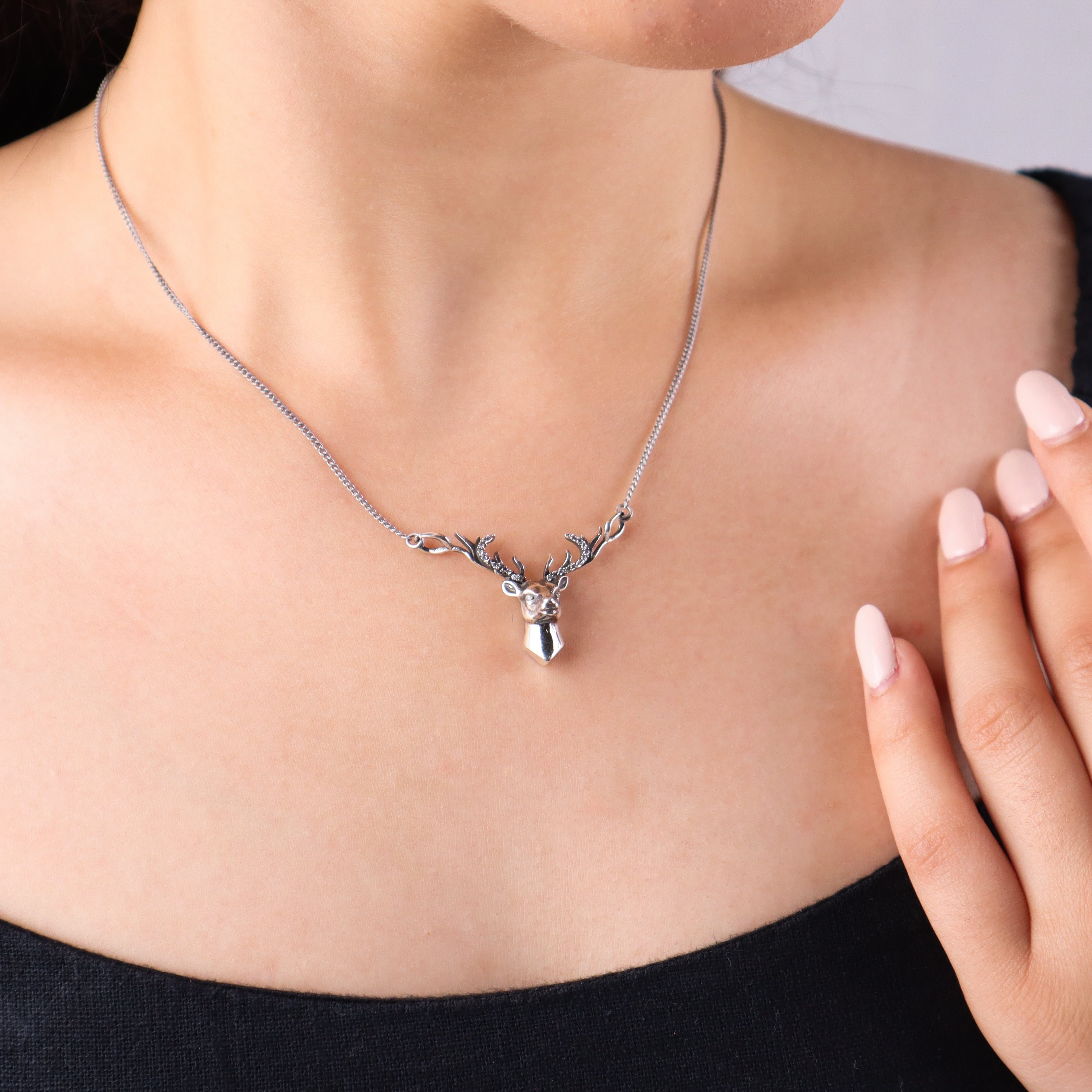 Silver Deer pendant with chain