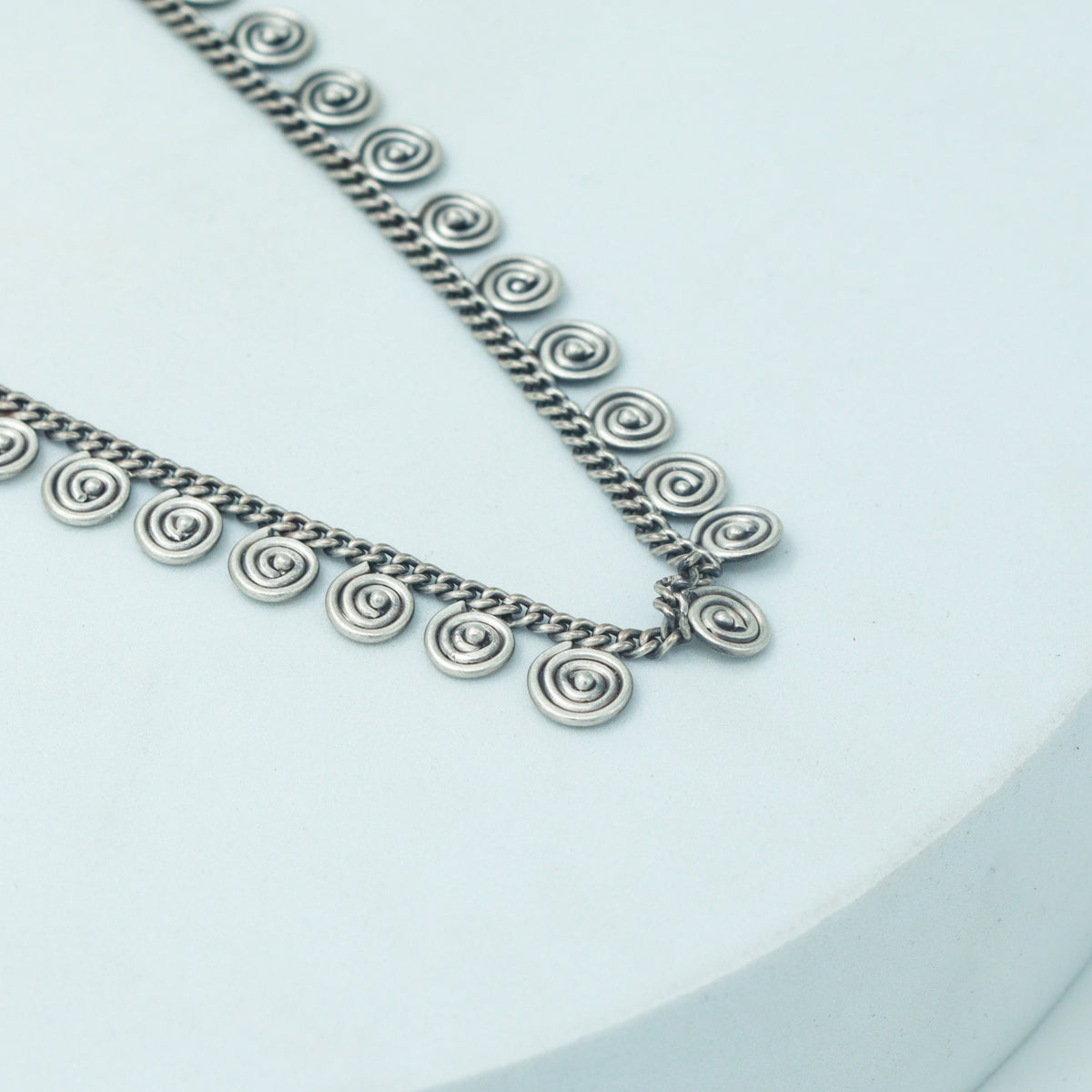 Oxidized Silver Delicate Spiral Set