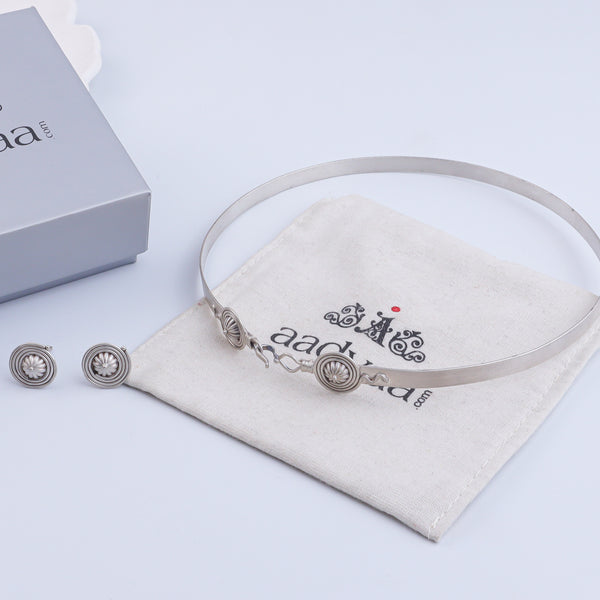 Chitaak – Dome Motif Choker Necklace | Oxidised Silver | (Made to Order)