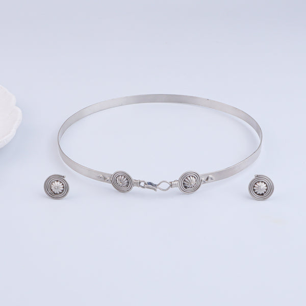 Chitaak – Dome Motif Choker Necklace | Oxidised Silver | (Made to Order)