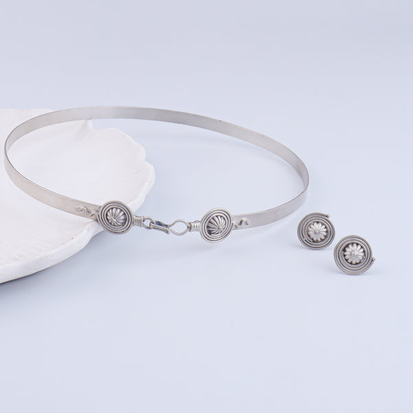 Chitaak – Dome Motif Choker Necklace | Oxidised Silver | (Made to Order)