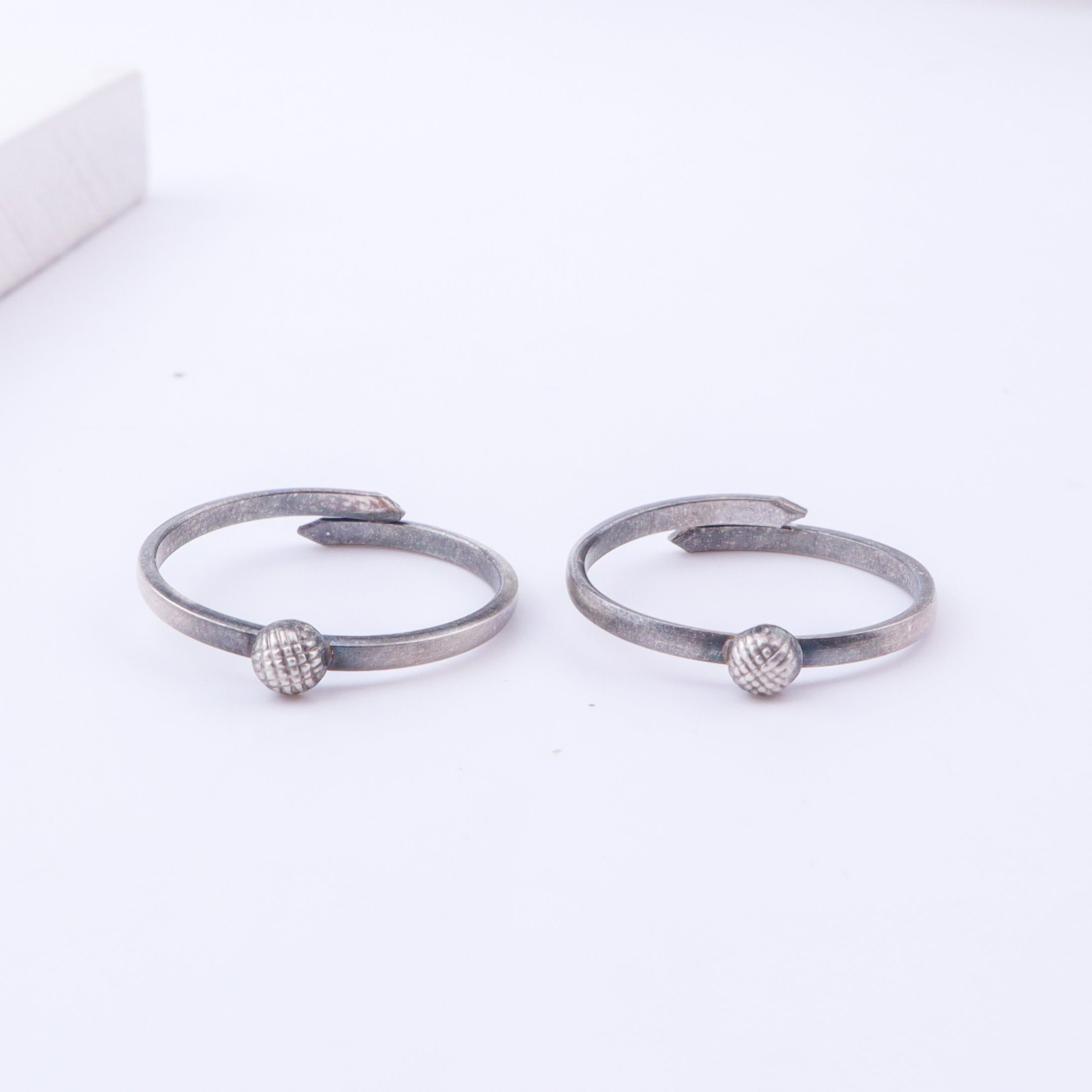Tiny Silver Adjustable Textured Dome Toe Ring